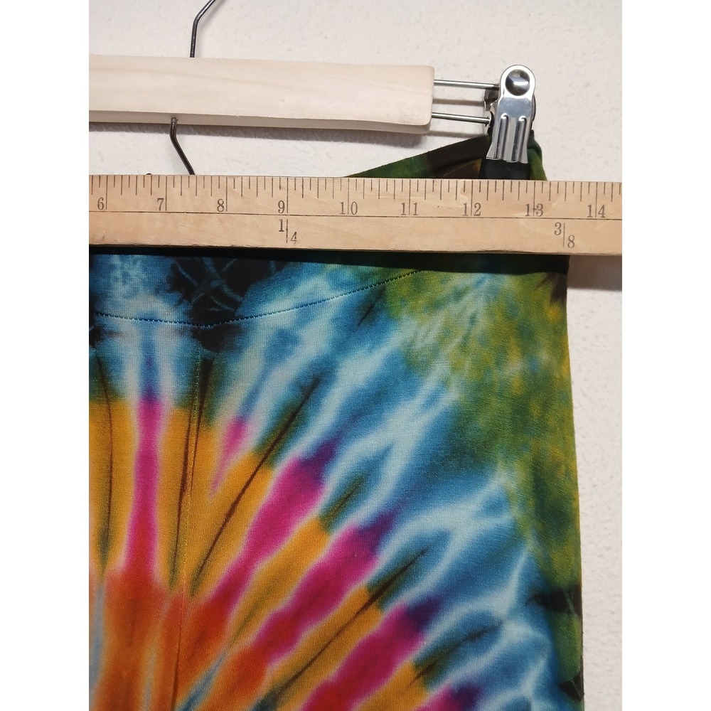 Tie dye Ruffled bell bottom rave retro whimsigoth festival pants M/L  rainbow - Picture 2 of 6